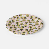 Bijen en witte bloemen papieren bordje (Gekanteld)