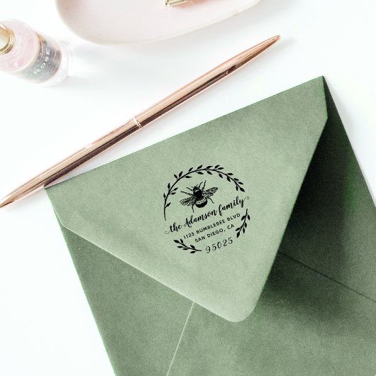 Bijen en Wreath | Naam van de Oostenrijkse Script- Rubberstempel