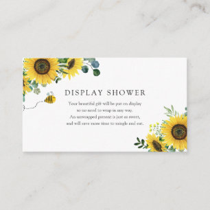 Bijen en Zonnebloem Display Baby shower insert kaa Informatiekaartje