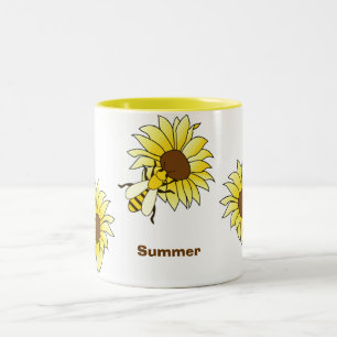 Bijen en zonnebloemen — zomertijd tweekleurige koffiemok