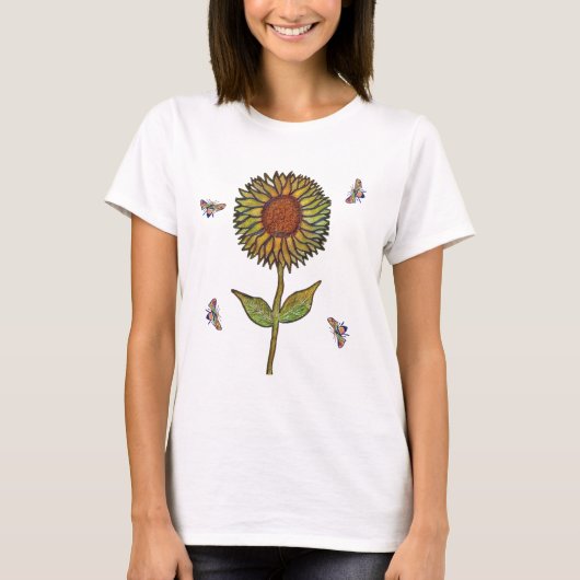 Bijen- en zonnebloemendames T-shirt (Voorkant)