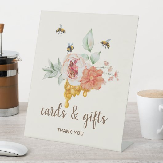 Bijen Floral Honeycomb Baby shower Gift Table Reclamebord Met Voetstuk (Insitu)