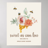 Bijen Floral Honeycomb Baby shower Welkom Poster (Voorkant)