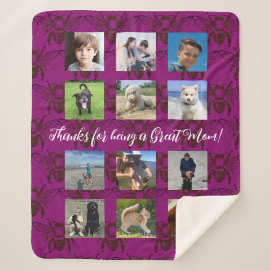 Bijen Foto Montage Grote Moeder Gift Deken (Voorkant)