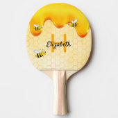 Bijen Geel druppelhoningraat Tafeltennisbatje (Voorkant)