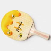 Bijen Geel druppelhoningraat Tafeltennisbatje (Zijkant)