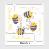 Bijen Geel & Roze Sticker (Vel)