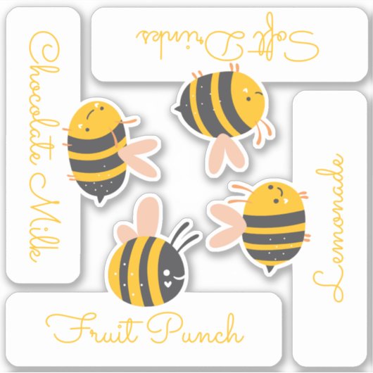 Bijen Geel & Roze Sticker (Voorkant)