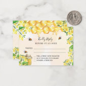 Bijen gele bloemstukken honingraat respons RSVP Notitiekaartje (Voorkant / Achterkant in situ)