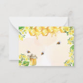 Bijen gele bloemstukken honingraat respons RSVP Notitiekaartje (Achterkant)