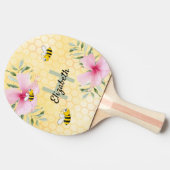 Bijen Gele honingraat bloemige roze bloemen naam Tafeltennisbatje (Zijkant)