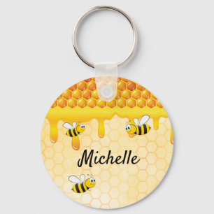 Abaodam 12 Stuks Cartoon Bijen Sleutelhangers - Schattige Metaal PVC Sleutelhanger Voor Feest & Cadeau