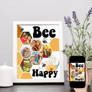 Bijen Gelukkig Honingraat 6 Foto Collage Poster