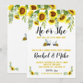 Bijen Gender Reveal Party Uitnodiging (Voorkant / Achterkant)