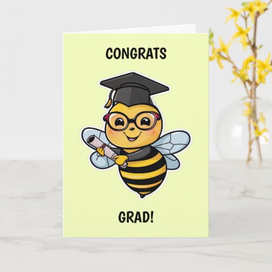 Bijen gepersonaliseerd Afstuderen Kaart (Gele Bloem)
