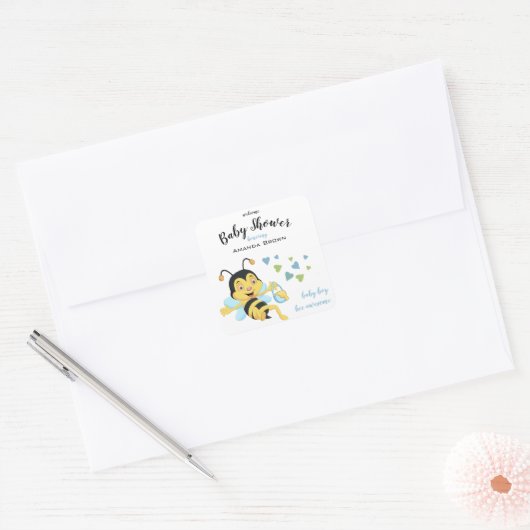 Bijen Geweldige babyjongen | Vierkante Sticker (Envelop)