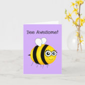Bijen Geweldige, Cute Cartoon Bee Kaart (Gele Bloem)