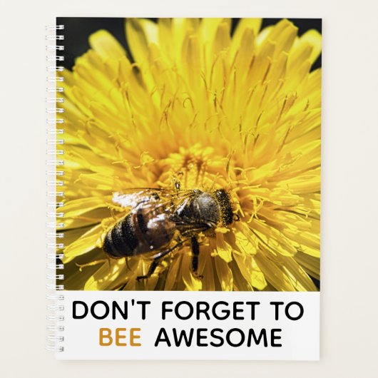 Bijen geweldige inspirerend bijen op gele dandelio planner (Voorkant)