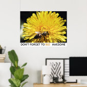 Bijen geweldige inspirerend bijen op gele dandelio poster (Thuiskantoor)