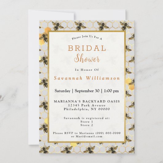 Bijen Gold Honeycomb Vrijgezellenfeest Kaart (Voorkant)