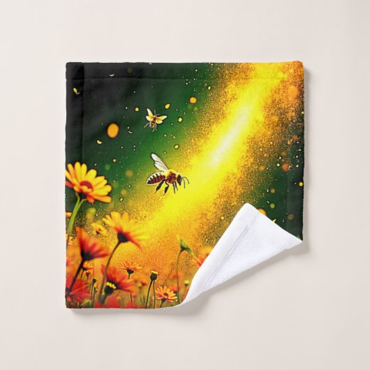 Bijen 'Golden Pollen Burst Joy Design Bad Handdoek (Wasdoekje)