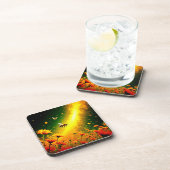 Bijen 'Golden Pollen Burst Joy Design Bier Onderzetter (Rechterzijde)