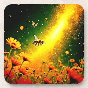Bijen 'Golden Pollen Burst Joy Design Bier Onderzetter