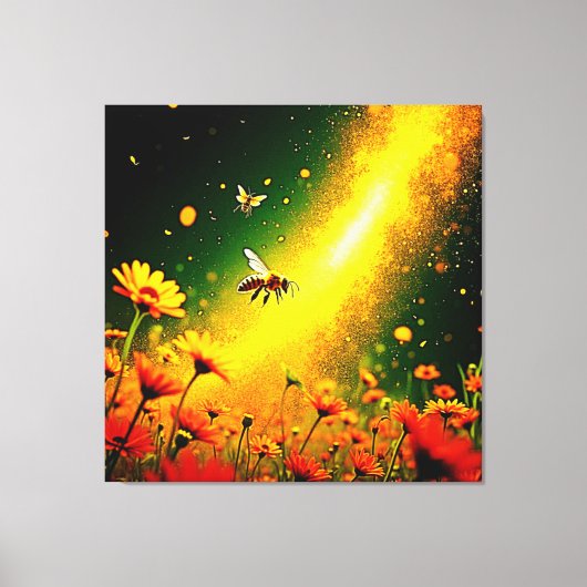 Bijen 'Golden Pollen Burst Joy Design Canvas Afdruk (Voorkant)