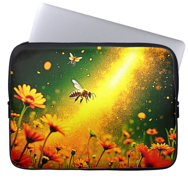 Bijen 'Golden Pollen Burst Joy Design Laptop Sleeve (Voorkant)