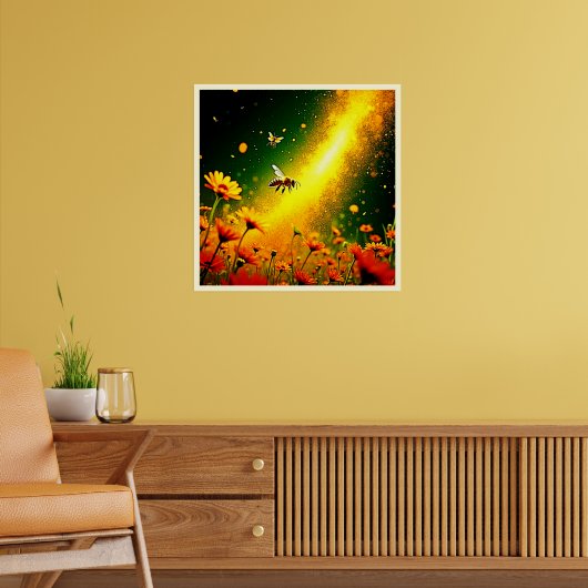 Bijen 'Golden Pollen Burst Joy Design Poster (Woonkamer 2)