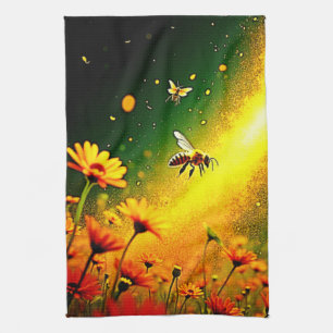 Bijen 'Golden Pollen Burst Joy Design Theedoek
