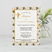 Bijen Gouden Honingraat Doop Kaart (Staand voorkant)