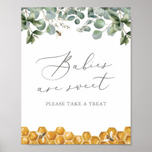 Bijen Greenery Baby shower Baby's zijn zoet gebars Poster
