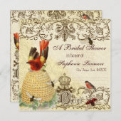 Bijen Happy , Bridal Shower nodigt uit Kaart (Voorkant / Achterkant)