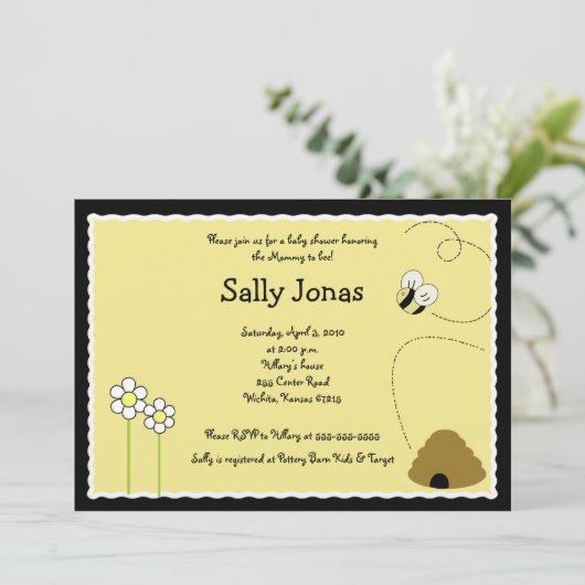 Bijen Happy Bumblebee Baby shower Kaart (Staand voorkant)