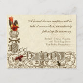 Bijen Happy Vintage - Opvanguitnodiging Informatiekaartje (Achterkant)