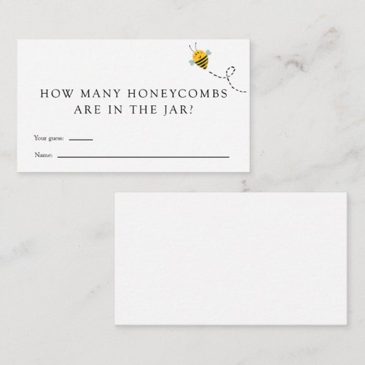 Bijen Hoeveel Honeycombs Baby shower Game kaart (Voorkant / Achterkant)
