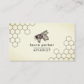 Bijen Honey Verkoper Appiarist Zwart Wit Hexagon B Visitekaartje (Voorkant)