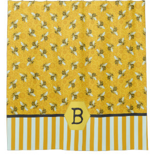 Bijen Honeycomb Honeybee Beehive Bumblebee Monogra Douchegordijn