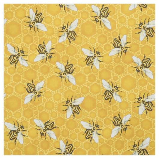 Bijen Honeycomb Honeybee Beehive Pattern Cute Natu Stof (Swatch)
