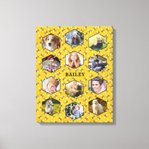 Bijen Honeycomb Instagram DIY Familie Foto Collage Canvas Afdruk