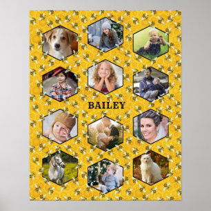 Bijen Honeycomb Instagram DIY Familie Foto Collage Poster