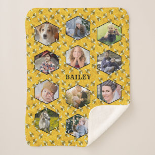 Bijen Honeycomb Instagram DIY Familie Foto Collage Sherpa Deken