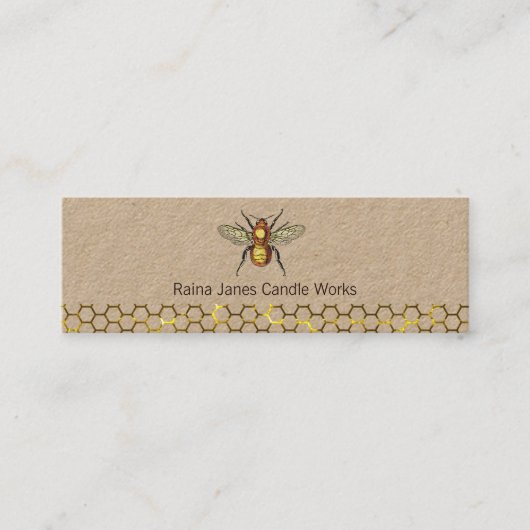 Bijen Honeycomb Kandle Maker Kraft Mini Visitekaartje (Voorkant)