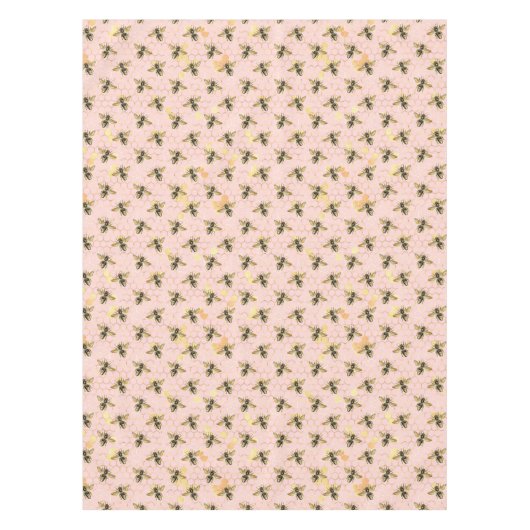 bijen Honeycomb Pattern Pink Gold Tafelkleed (Voorkant)