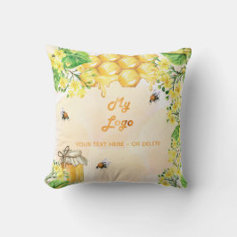 Bijen honing geel bloemen bedrijf logo kussen