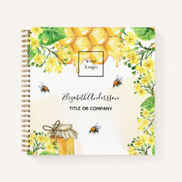 Bijen honing geel bloemig bedrijfslogo notitieboek