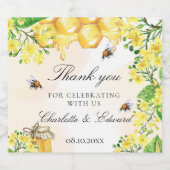 Bijen honing gele bloemen zomer bruiloft sparkling wijnetiket (Enkel label)