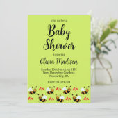 Bijen Honingbij Rode Bloemen Bijen Baby shower Kaart (Staand voorkant)