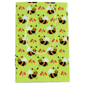 Bijen honingbij rode bloemen patroon medium cadeauzakje (Voorkant)